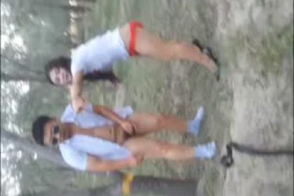 新疆一匹狼系列之超漂亮維吾爾族女神美女穿情趣護士裝郊外小樹林與2男自拍操B過程,美女說好舒服,我是大騷B